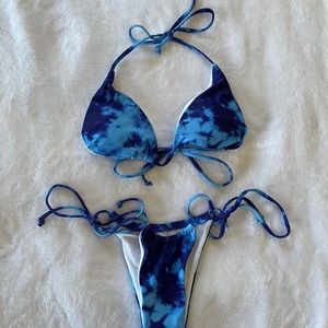 Blue tie dye bikini set